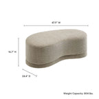 Banc ottoman rond rembourré – Avoine / Ardoise / Crème / Sauge, velours de performance moderne et base en bois d'hévéa, 1–2 utilisateurs