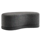 Banc ottoman rond rembourré – Avoine / Ardoise / Crème / Sauge, velours de performance moderne et base en bois d'hévéa, 1–2 utilisateurs