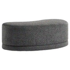 Banc ottoman rond rembourré – Avoine / Ardoise / Crème / Sauge, velours de performance moderne et base en bois d'hévéa, 1–2 utilisateurs