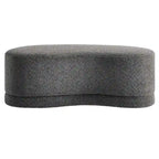 Banc ottoman rond rembourré – Avoine / Ardoise / Crème / Sauge, velours de performance moderne et base en bois d'hévéa, 1–2 utilisateurs