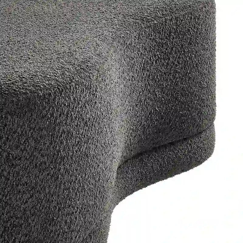 Banc ottoman rond rembourré – Avoine / Ardoise / Crème / Sauge, velours de performance moderne et base en bois d'hévéa, 1–2 utilisateurs