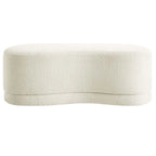 Banc ottoman rond rembourré – Avoine / Ardoise / Crème / Sauge, velours de performance moderne et base en bois d'hévéa, 1–2 utilisateurs
