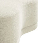 Banc ottoman rond rembourré – Avoine / Ardoise / Crème / Sauge, velours de performance moderne et base en bois d'hévéa, 1–2 utilisateurs