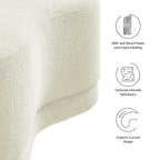 Banc ottoman rond rembourré – Avoine / Ardoise / Crème / Sauge, velours de performance moderne et base en bois d'hévéa, 1–2 utilisateurs