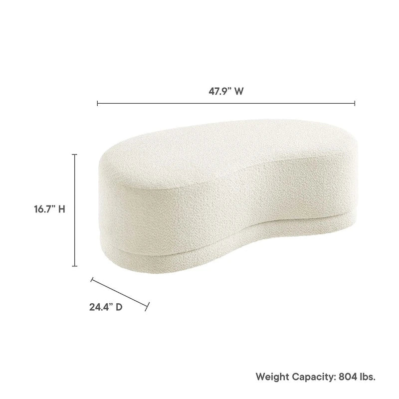 Banc ottoman rond rembourré – Avoine / Ardoise / Crème / Sauge, velours de performance moderne et base en bois d'hévéa, 1–2 utilisateurs