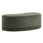Banc ottoman rond rembourré – Avoine / Ardoise / Crème / Sauge, velours de performance moderne et base en bois d'hévéa, 1–2 utilisateurs