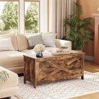 Banc de rangement d'entrée avec couvercle à charnière – Blanc / Greige / Marron rustique, Bois d'ingénierie style industriel rustique, 1 à 2 utilisateurs