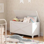 Banc de rangement d'entrée avec couvercle à charnière – Blanc / Greige / Marron rustique, Bois d'ingénierie style industriel rustique, 1 à 2 utilisateurs