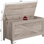 Banc de rangement d'entrée avec couvercle à charnière – Blanc / Greige / Marron rustique, Bois d'ingénierie style industriel rustique, 1 à 2 utilisateurs