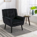 Fauteuil d'appoint moderne et doux en velours ergonomique pour salon, chambre ou maison, avec pieds noirs