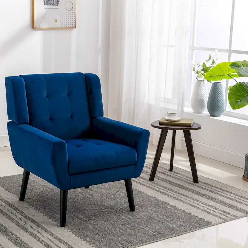 Fauteuil d'appoint moderne et doux en velours ergonomique pour salon, chambre ou maison, avec pieds noirs
