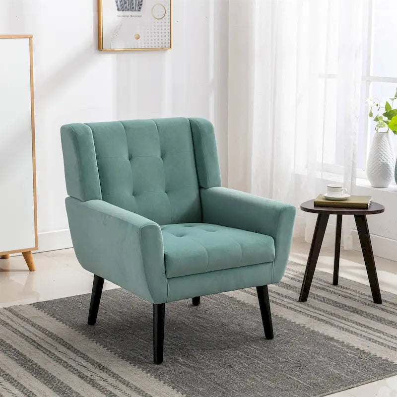 Fauteuil d'appoint moderne et doux en velours ergonomique pour salon, chambre ou maison, avec pieds noirs