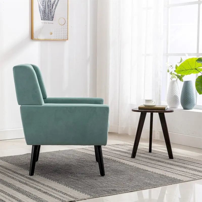 Fauteuil d'appoint moderne et doux en velours ergonomique pour salon, chambre ou maison, avec pieds noirs