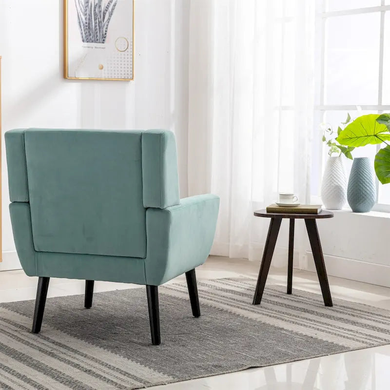 Fauteuil d'appoint moderne et doux en velours ergonomique pour salon, chambre ou maison, avec pieds noirs