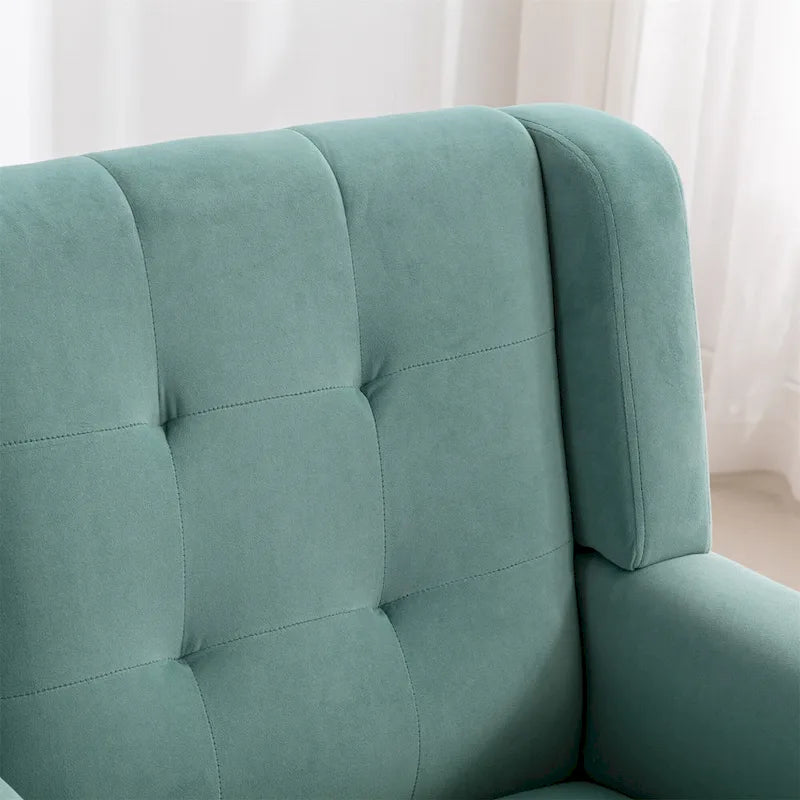 Fauteuil d'appoint moderne et doux en velours ergonomique pour salon, chambre ou maison, avec pieds noirs