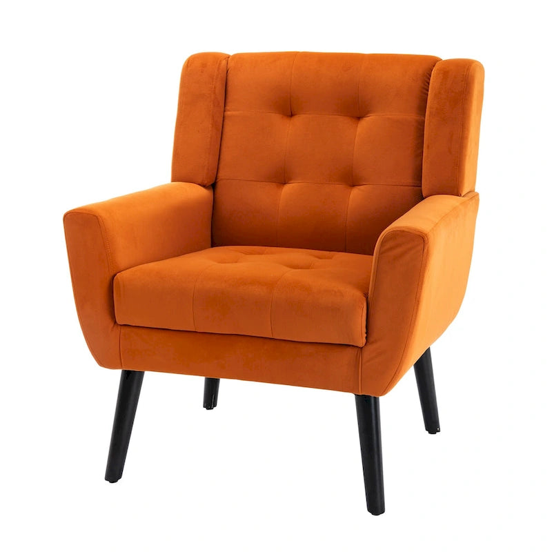 Fauteuil d'appoint moderne et doux en velours ergonomique pour salon, chambre ou maison, avec pieds noirs