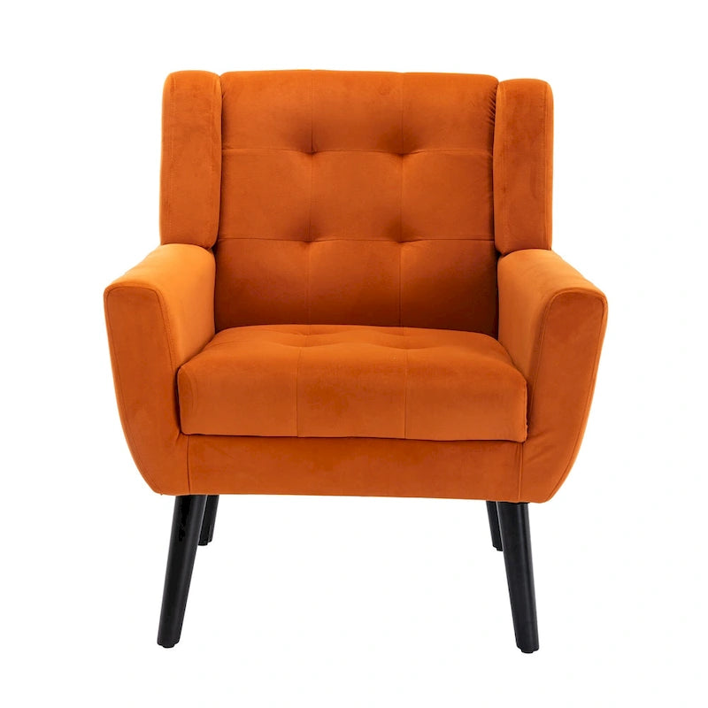 Fauteuil d'appoint moderne et doux en velours ergonomique pour salon, chambre ou maison, avec pieds noirs