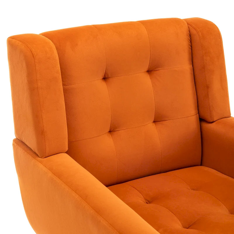 Fauteuil d'appoint moderne et doux en velours ergonomique pour salon, chambre ou maison, avec pieds noirs