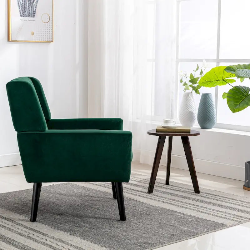 Fauteuil d'appoint moderne et doux en velours ergonomique pour salon, chambre ou maison, avec pieds noirs