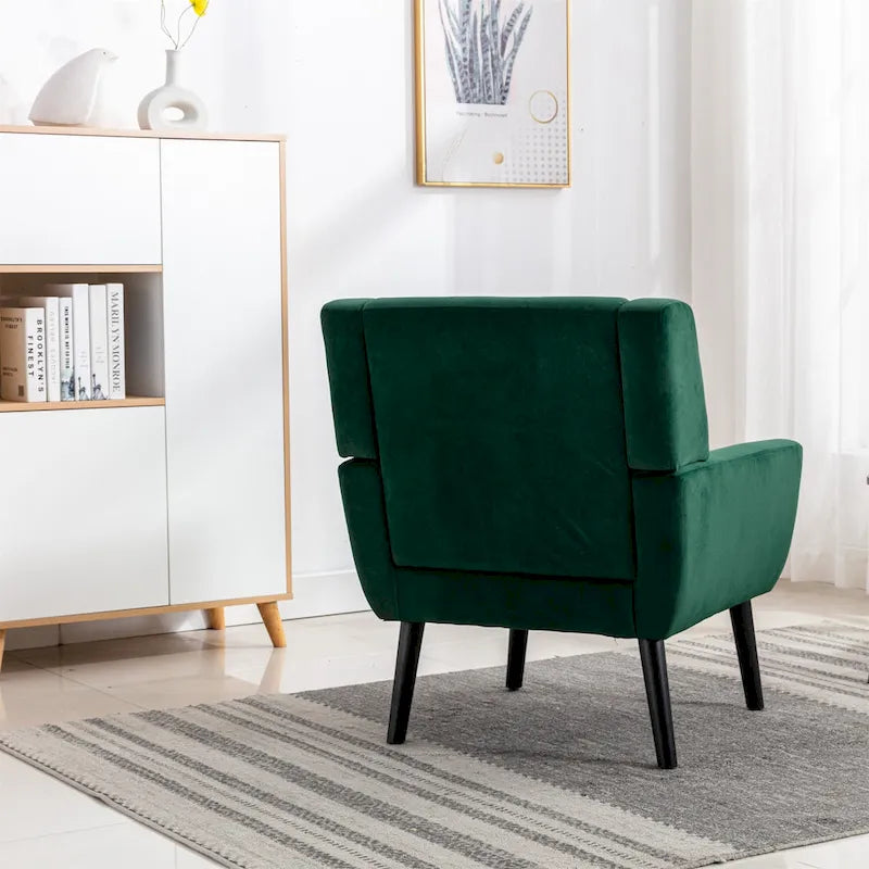 Fauteuil d'appoint moderne et doux en velours ergonomique pour salon, chambre ou maison, avec pieds noirs