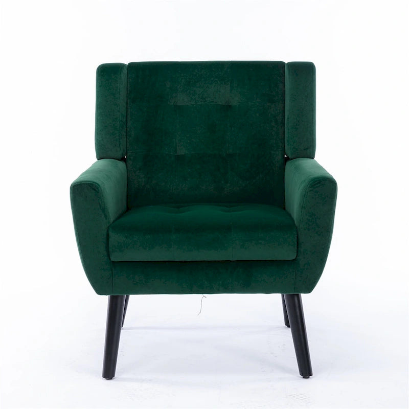 Fauteuil d'appoint moderne et doux en velours ergonomique pour salon, chambre ou maison, avec pieds noirs