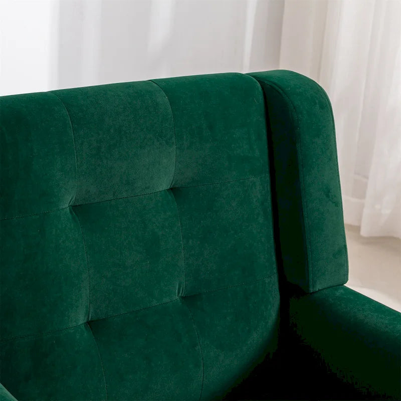 Fauteuil d'appoint moderne et doux en velours ergonomique pour salon, chambre ou maison, avec pieds noirs