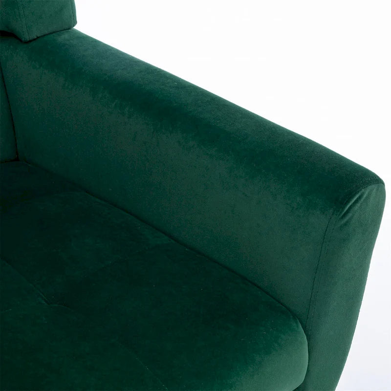 Fauteuil d'appoint moderne et doux en velours ergonomique pour salon, chambre ou maison, avec pieds noirs