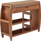 Banc de rangement en bambou avec coussin – Brun / Brun noisette, meuble à chaussures moderne pour entrée, 1-2 utilisateurs