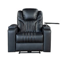 Fauteuil inclinable électrique en similicuir noir/marron avec port USB et tablette pour 1 personne