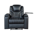 Fauteuil inclinable électrique en similicuir noir/marron avec port USB et tablette pour 1 personne