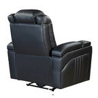 Fauteuil inclinable électrique en similicuir noir/marron avec port USB et tablette pour 1 personne