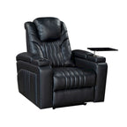 Fauteuil inclinable électrique en similicuir noir/marron avec port USB et tablette pour 1 personne