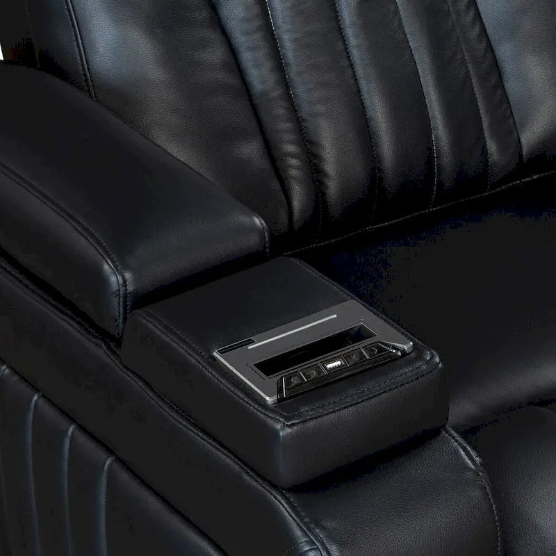 Fauteuil inclinable électrique en similicuir noir/marron avec port USB et tablette pour 1 personne