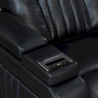 Fauteuil inclinable électrique en similicuir noir/marron avec port USB et tablette pour 1 personne
