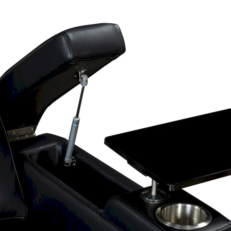 Fauteuil inclinable électrique en similicuir noir/marron avec port USB et tablette pour 1 personne
