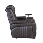 Fauteuil inclinable électrique en similicuir noir/marron avec port USB et tablette pour 1 personne