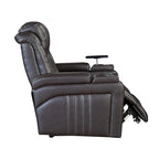 Fauteuil inclinable électrique en similicuir noir/marron avec port USB et tablette pour 1 personne