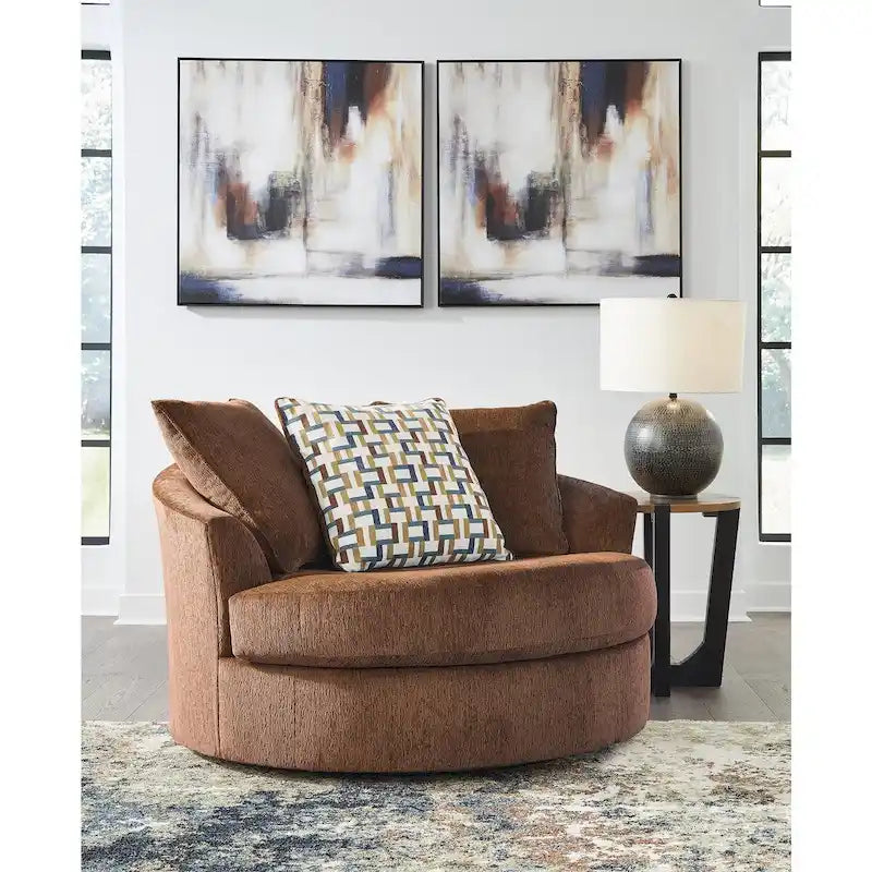 Fauteuil pivotant surdimensionné en polyester sarcelle/épicé avec oreillers pour 1 personne