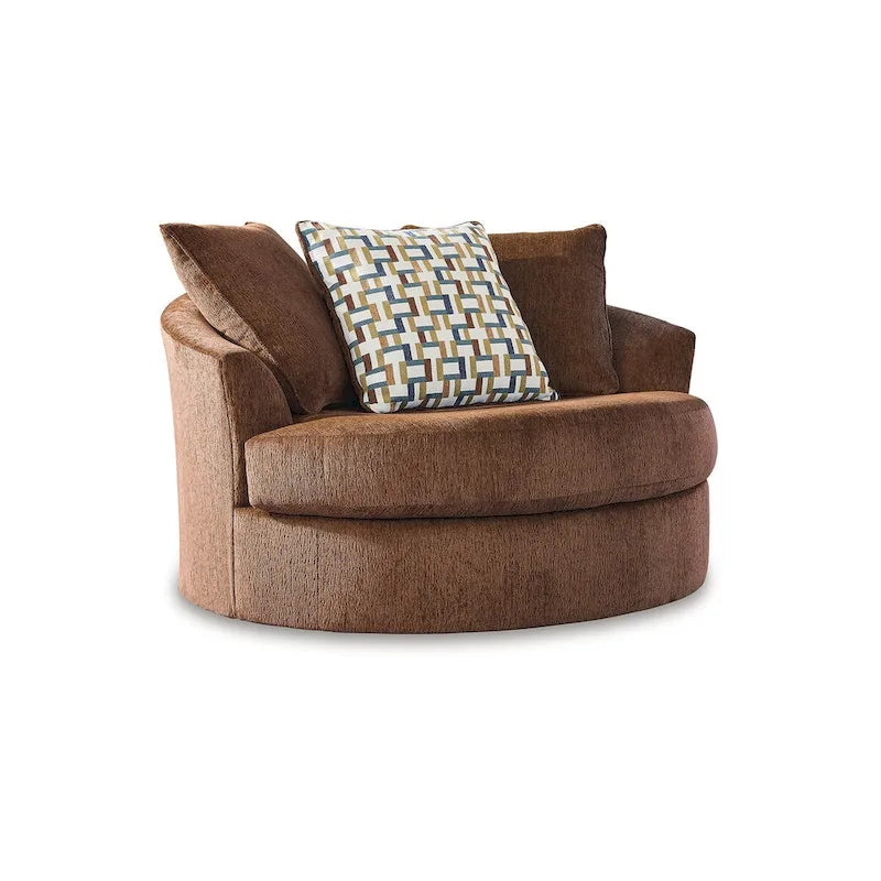 Fauteuil pivotant surdimensionné en polyester sarcelle/épicé avec oreillers pour 1 personne
