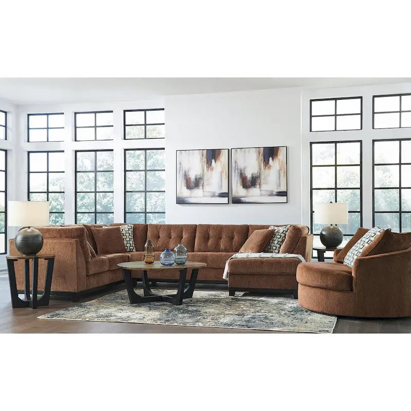 Fauteuil pivotant surdimensionné en polyester sarcelle/épicé avec oreillers pour 1 personne