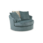 Fauteuil pivotant surdimensionné en polyester sarcelle/épicé avec oreillers pour 1 personne