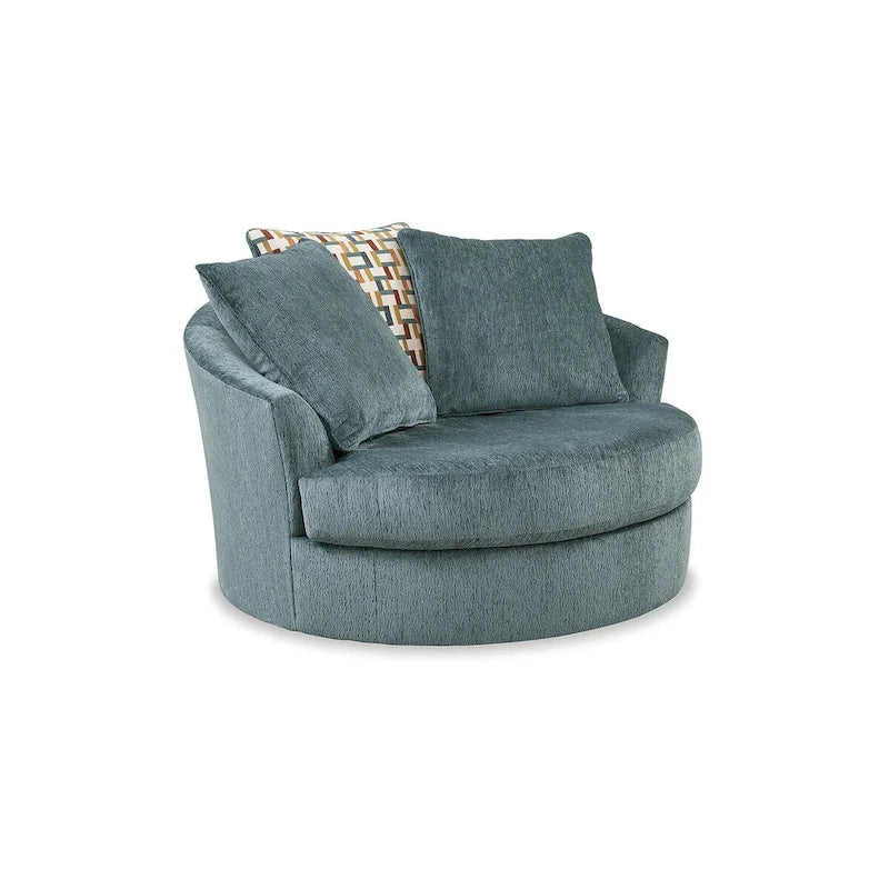 Fauteuil pivotant surdimensionné en polyester sarcelle/épicé avec oreillers pour 1 personne