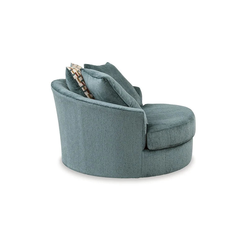 Fauteuil pivotant surdimensionné en polyester sarcelle/épicé avec oreillers pour 1 personne