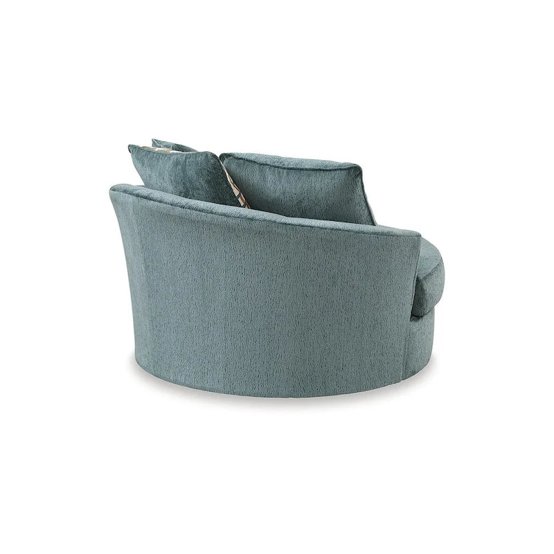 Fauteuil pivotant surdimensionné en polyester sarcelle/épicé avec oreillers pour 1 personne