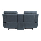 Causeuse inclinable double à bascule – Bleue, microfibre moderne et bois massif, 2 utilisateurs