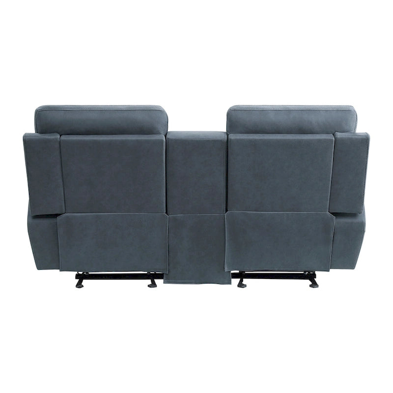 Causeuse inclinable double à bascule – Bleue, microfibre moderne et bois massif, 2 utilisateurs