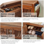 Banc de rangement à chaussures en bambou avec siège rembourré – Marron, étagère classique à 2 niveaux et rangement caché, 1 à 2 utilisateurs