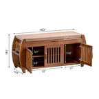 Banc de rangement à chaussures en bambou avec siège rembourré – Marron, étagère classique à 2 niveaux et rangement caché, 1 à 2 utilisateurs