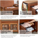 Banc de rangement à chaussures en bambou avec siège rembourré – Marron, étagère classique à 2 niveaux et rangement caché, 1 à 2 utilisateurs