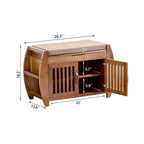 Banc de rangement à chaussures en bambou avec siège rembourré – Marron, étagère classique à 2 niveaux et rangement caché, 1 à 2 utilisateurs